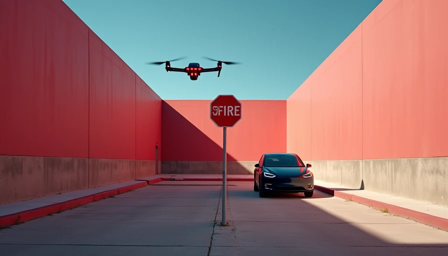 Illustration for tesla driverless delivery fire lane